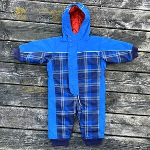 Hanna Andersson Blue Plaid Insulated Snowsuit Size 80 (18-24 Months)